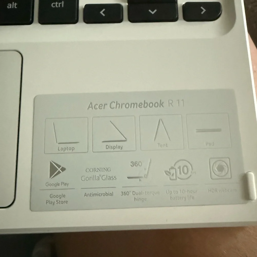 Acer Laptop with Black Keyboard and White Body